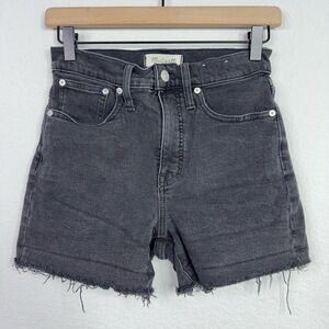 Madewell Shorts Womens 25 Black High Rise Denim Frayed Hem Beachy‎ Boho Casual